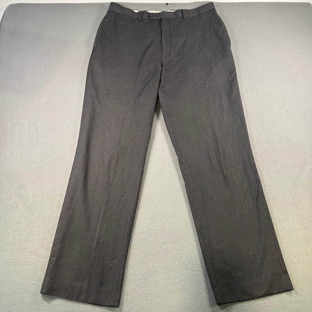 Ralph Lauren Mens Grey Micro Houndstooth Dress Pants Straight Leg 34x31